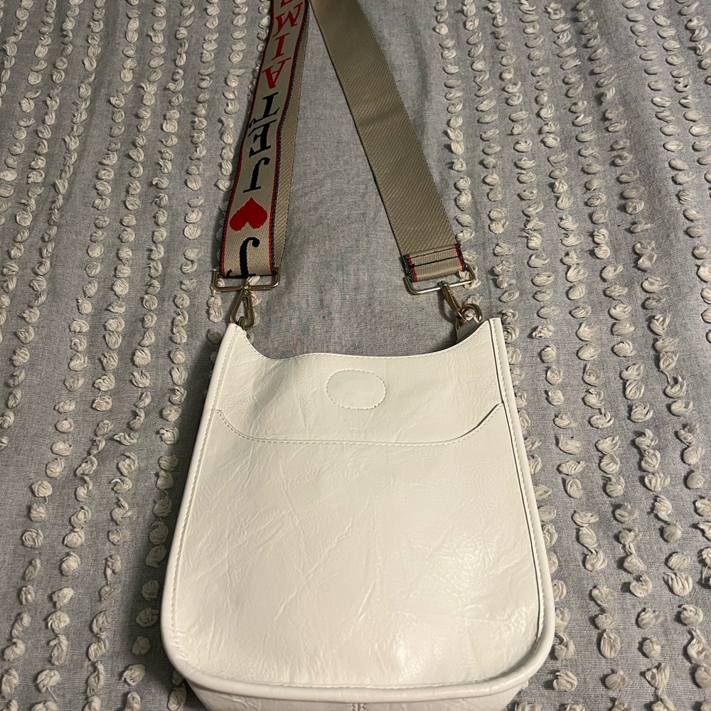 White Crossbody Bag with Adjustable Strap